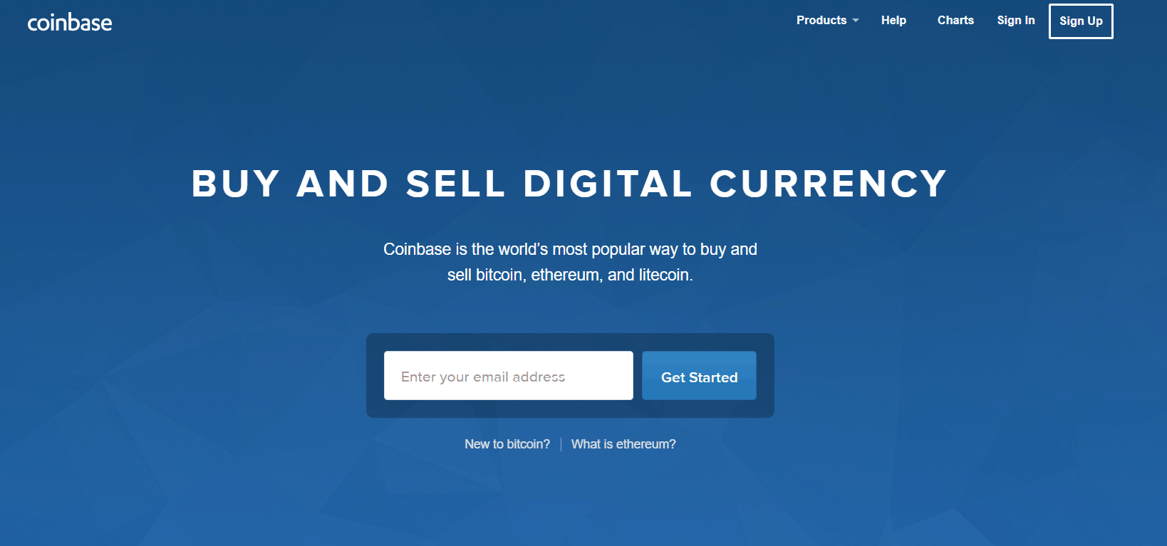Coinbase homepage
