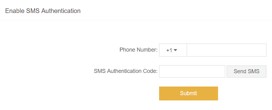 Binance SMS authentication