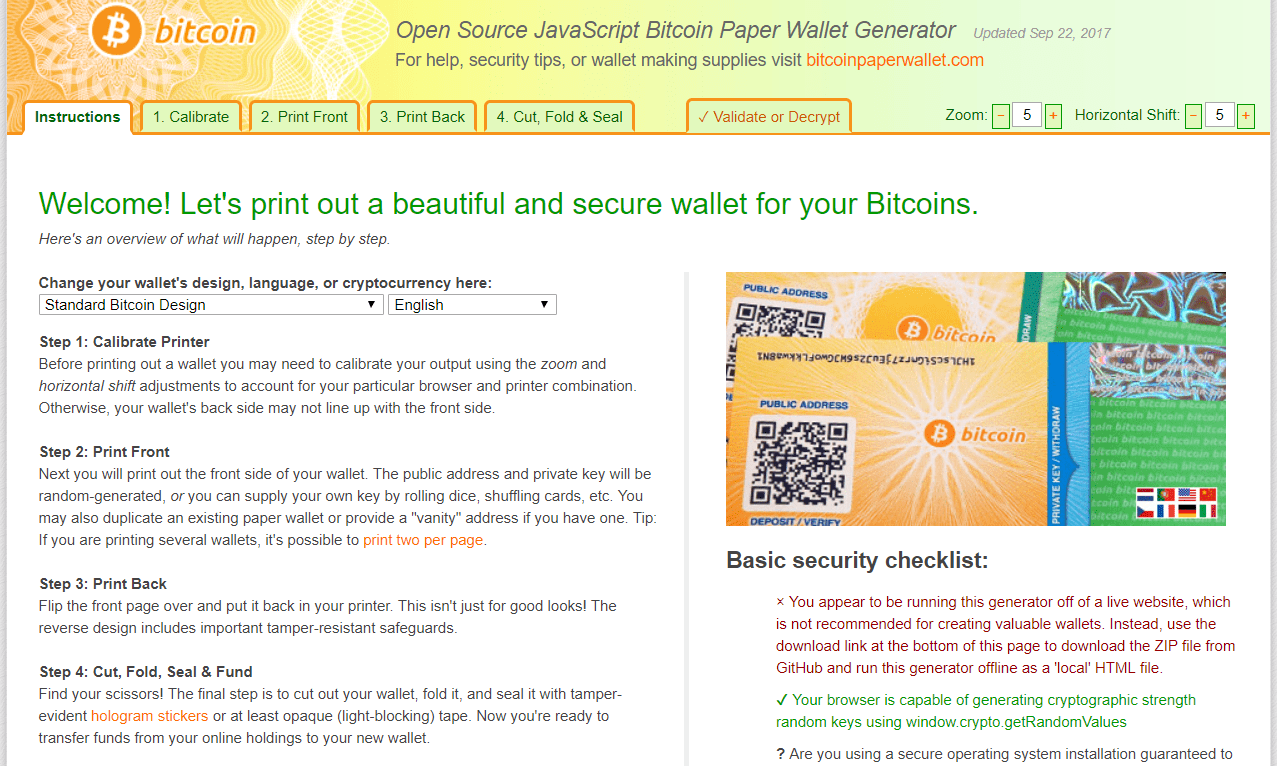 Bitcoin paper wallet generator