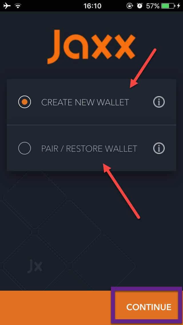 Jaxx Blockchain Wallet - how to create new wallet