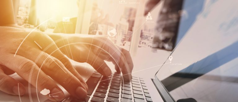 Man typing on keyboard