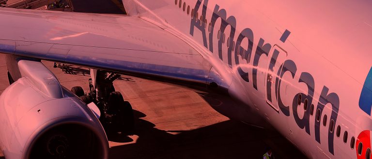 American airline plane flying